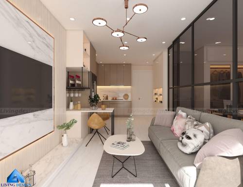 Thiết kế nội thất căn hộ Kingdom 101 1PN | Living Design